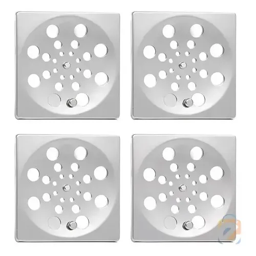 Kit 4 Grelha Ralo Quadrada 9,5x9,5 Em Aço Inox Com Fecho Rotativo Abre E Fecha Não Enferruja Etools Ferramentas