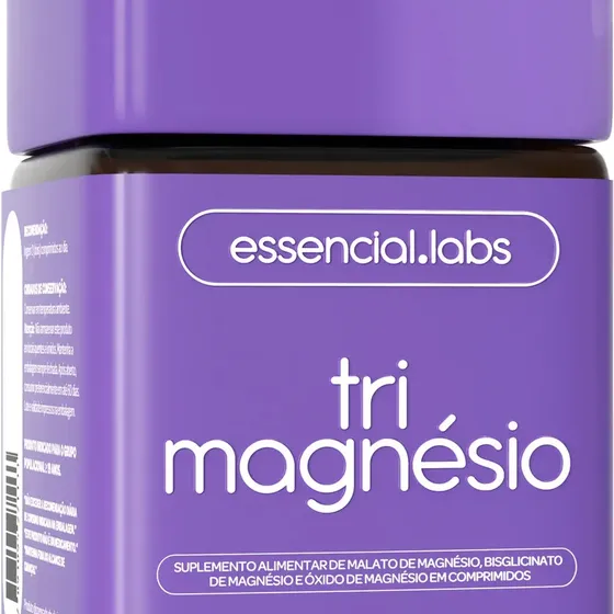 TRI MAGNÉSIO com Dimalato, Bisglicinato e Óxido - Fórmula contendo 3 Magnésios com Máxima Pureza e Concentração - 60 comprimidos