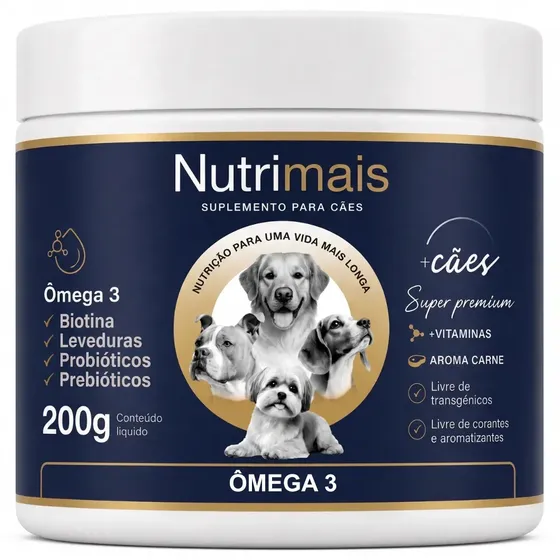 Suplemento Cães Ômega 3 + Biotina Nutrimais Pele e Pelo 200g