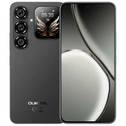 OUKITEL P2 Plus Ultra-Slim Celular 5G 12GB+256GB, Tela 6,7" FHD+ 120Hz, Câmera 50MP, Bateria 5000mAh, NFC, Android 16.0 Preto