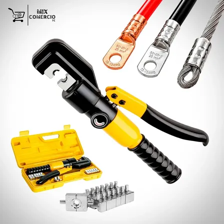 Alicate Hidráulico Crimpador Prensa Terminal 4 A 70mm 6T Para Cabos Elétricos Com Matrizes Ferramenta Profissional De Compressão Para Terminais De Cobre Alumínio E Conectores Instalação Elétrica