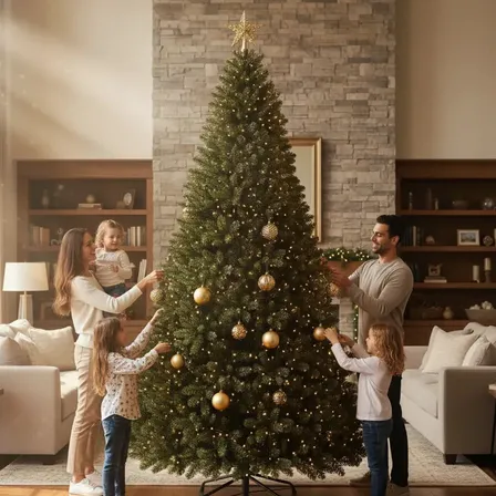 Árvore de Natal Pinheiro Luxo 2,60m 2100 Galhos Base de Ferro Reforçada para Casa Loja Vitrine Decoração Natalina