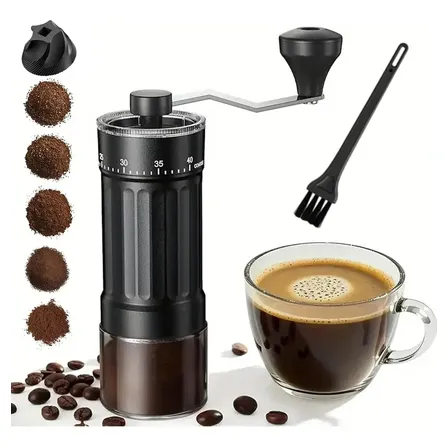 Moedor De Café Manual Mc40cer40 Níveis Ajustáveis, Rebolo De Cerâmica, Portátil E Desmontável Preto