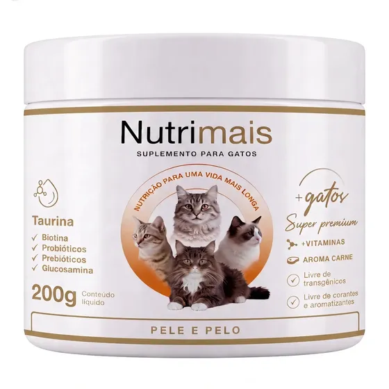 Suplemento Gatos Nutrimais Pele e Pelo Probióticos Todas as Raças e Idades 200g