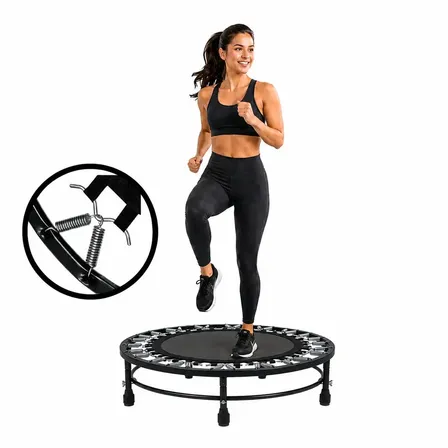Jump Cama Elástica Profissional 200kg Reforçado 32 Molas Mini Trampolim Academia Fitness Exercícios Aeróbicos Treino Funcional Residencial Preto