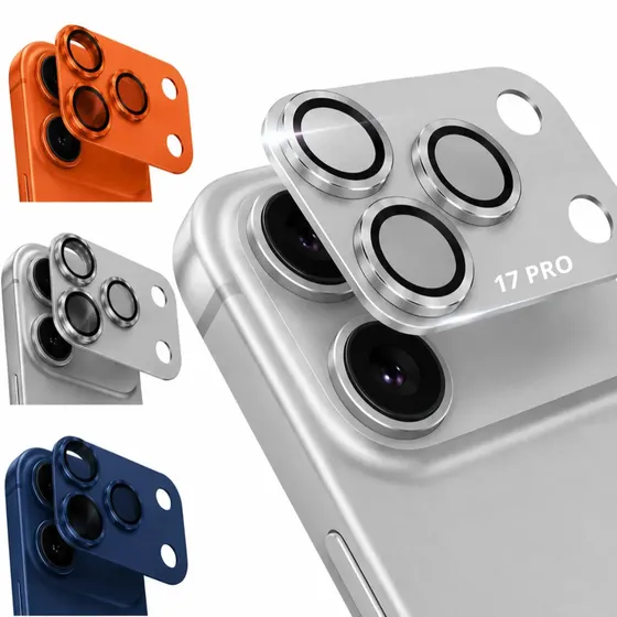 Película Para iPhone 17 Pro Proteção De Lente Câmera Alumínio e Vidro 9H Qualidade Premium 4k 17 PRO PRATA