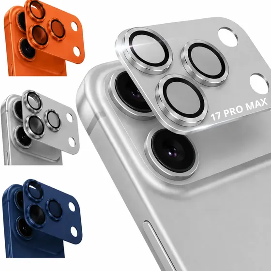 Película Para iPhone 17 Pro Max Proteção De Lente Câmera Alumínio e Vidro 9H Qualidade Premium 4k 17 PRO MAX PRATA