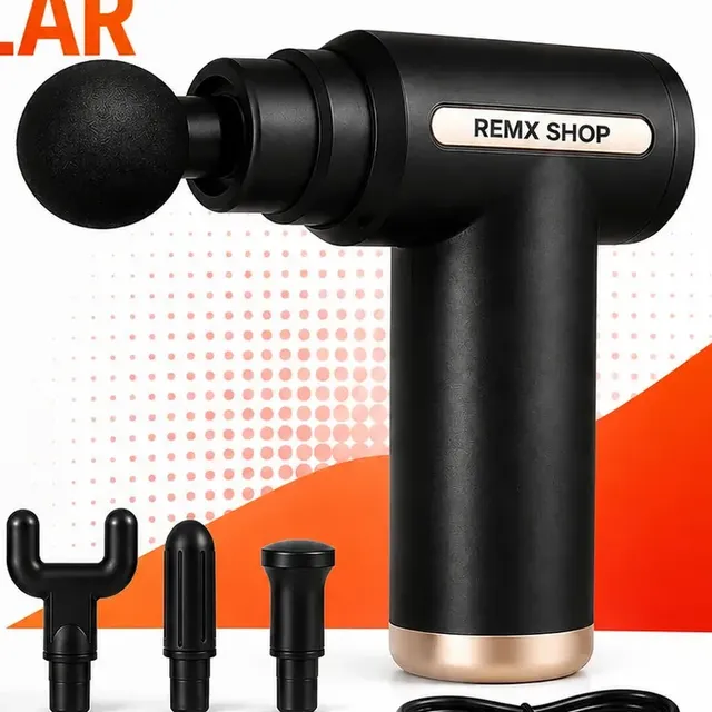 Massageador Pistola Elétrica Profissional Muscular Portátil Aparelho Fisioterapia Liberação Corporal 6 Velocidades 4 Cabeças Recuperação Muscular Alivio Relaxamento - Remx Shop