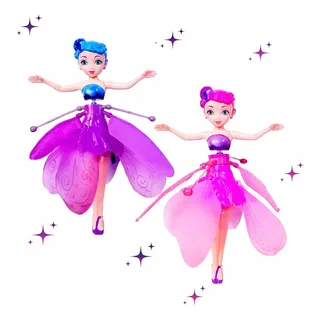 Fada Voadora Recarregável Led Menina Boneca Rosa-claro