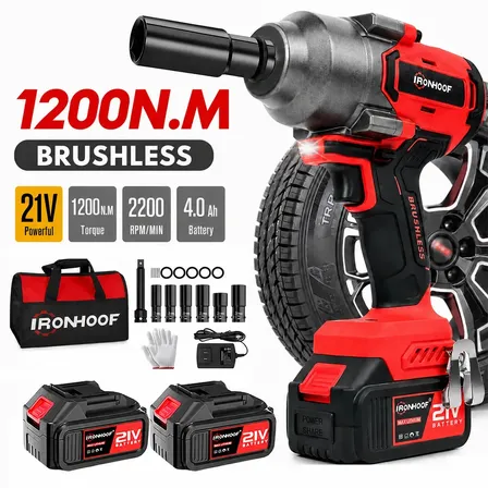 1200nm Chave De Impacto Bateria Brushless Parafusadeira Com 2 Baterias Vermelho 127/220v 50 Hz/60 Hz