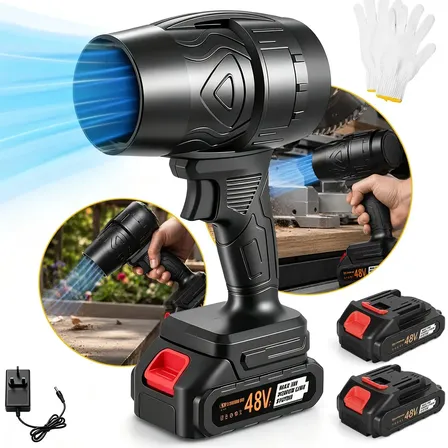 Soprador De Folhas Turbo Portátil 800w Recarregável Com 2 Baterias 48v, Mini De Mão, Potente, Folhas Pó Limpeza Carro Preto 127/220v
