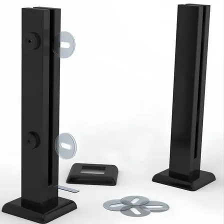 Coluna Torre 40cm 2 Furos Aço Inox Preto Fosco Para Vidro Temperado 10mm Star Puxadores Para Guarda Corpo Sacadas Escadas Segurança
