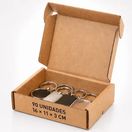 Caixa De Papelão Retangular Kraft 16x11x3 Cm Para Pack Com 90 Unidades Parda
