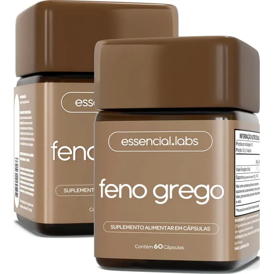 02 POTES do FENO GREGO 450mg - Fórmula com Máxima Concentração e Pureza - 60 doses