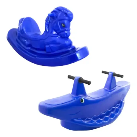 Gangorra Cavalinho + Jacaré Balanço Infantil - Playground Cor Azul