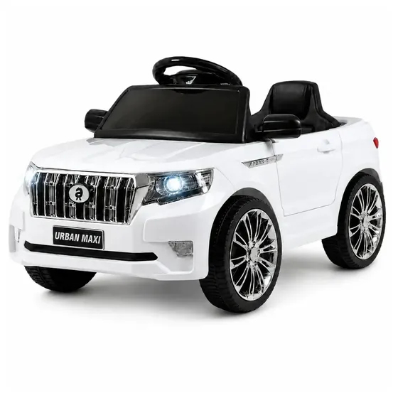 Carro Elétrico Infantil Controle Remoto Bateria 6v Marcha Frente/Ré Bluetooth Som Luz Urban Maxi Toys - BRANCO