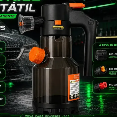 Pulverizador Elétrico Snow Foam Profissional P/ Limpeza Automotiva E Casa Preto Transparente