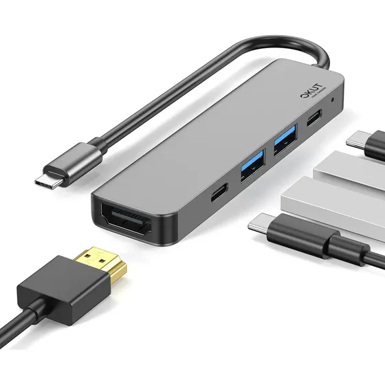 Okut Hub Usb-c Tipo C Dock Thunderbolt Hdmi 4k Usb 3.0 Cinza