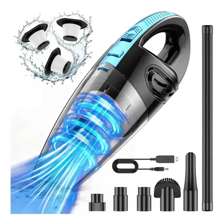 Aspirador De Pó Portátil Sem Fio, Motor Potente 240w, 60000rpm E Sucção 12000pa, Bateria Recarregável 6000mah, Aspirador... Azul