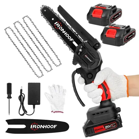 Mini Motosserra Elétrica 6 Polegadas Sem Fio 2 Bateria Preto 127/220v 50 Hz/60 Hz