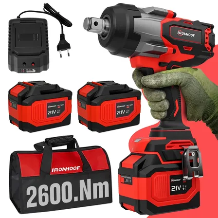 2600nm Chave De Impacto Potente Brushless 6ah 2 Bateria Vermelho E Preto. 127/220v 50 Hz/60 Hz