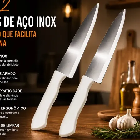 Viacruz Jogo De Faca Faca Cozinha Viacruz Branco