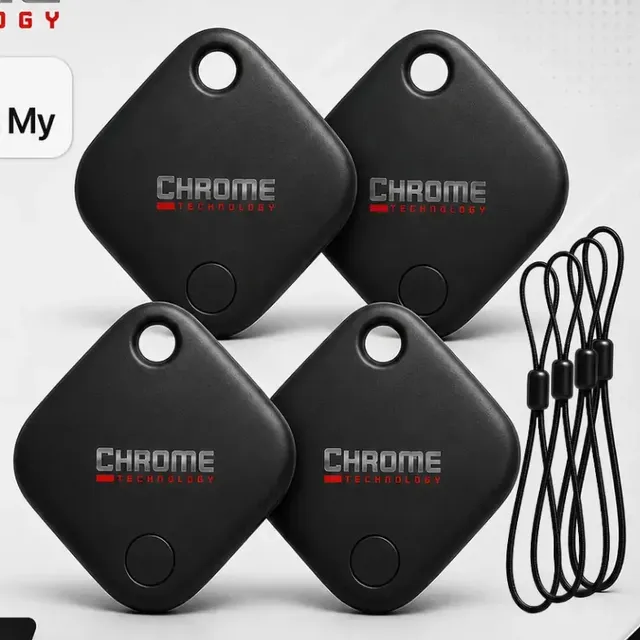 Chaveiro Localizador Smart Tag Kit 4 Rastreador Ios Apple Gps Com Cordão Chaveiro Cor Preto Compatível Com iPhone Chrome Technology