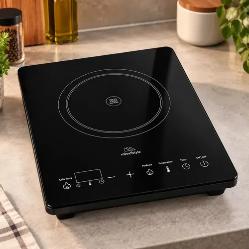 Cooktop De Indução 1 Boca Portátil Preto Com Trava De Segurança Painel Touch Screen Timer Cronometro Aquecimento Rápido Cozinha Premium Fogão Elétrico Portatil Pítia 220v