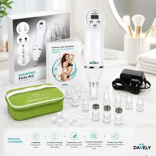 Peeling De Diamante Portatil A Vacuo Dermoabrasão Sucção Bivolt Vácuo Limpeza Pele Profunda Limpeza Pele Profissional Cravos Acena Poros Dilatados Oleosidade Limpeza Profunda Davely