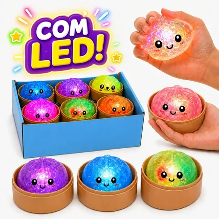 Squishy Sensorial Com Luz Led Popsy Brinquedo De Apertar