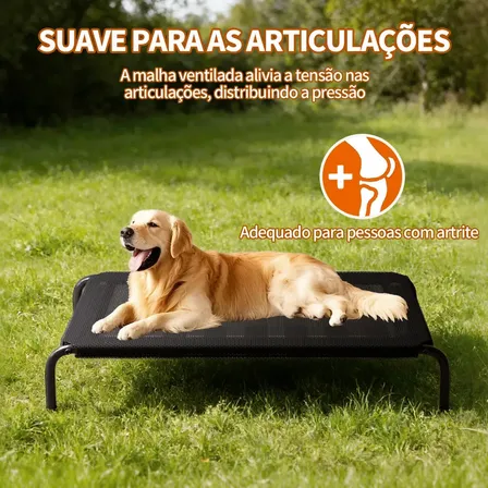 Cama De Cachorro Pets Suspensa Grande 123*73cm Suporta 150kg Preto
