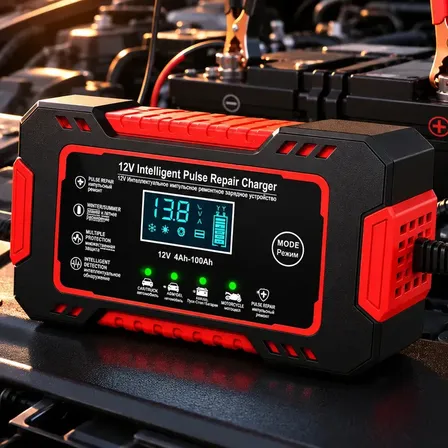 Carregador De Bateria Inteligente 6a 12v Com Reparo Por Pulso Display Lcd Bivolt Automático Para Carro Moto Caminhão Jet Ski Barco Baterias Chumbo Ácido Agm Gel Efm 4ah A 100ah