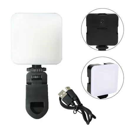 Luz Led Iluminação Portátil Com Clip Câmera Celular Pro6000k Branco