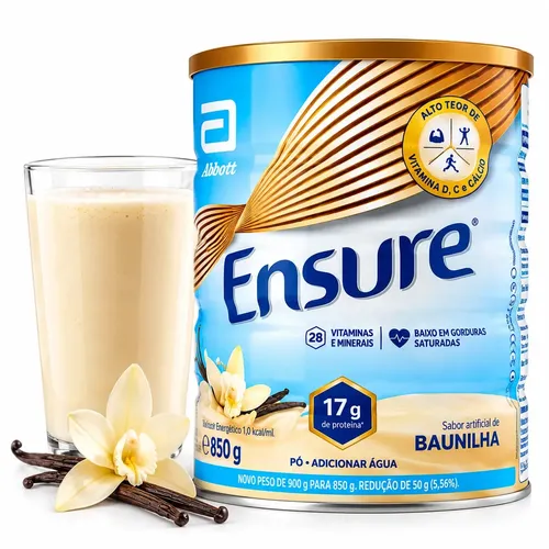 Ensure Baunilha 850g Suplemento Nutricional Adulto em Pó 28 Vitaminas e Minerais 17g de Proteína Cálcio Vitaminas C e D Sem Glúten Abbott