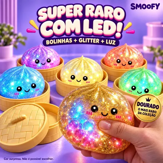 Taba Squishy Surpresa Com LUZ LED Super Raro Smoofy Glitter E Bolinhas De Gel Sensorial Antiestresse Fidget Toy