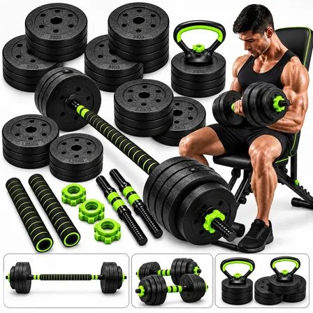Kit Peso Academia 40kgs Halken Halteres Anilhas Musculação 6 em 1