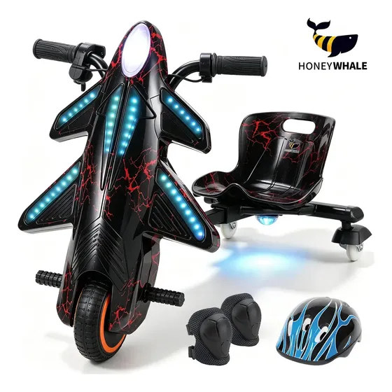 HONEYWHALE 008C Triciclo Drift Elétrico Bateria Infantil, 250W-36V-15KM/H, 60 Min Tempo de Uso, Com Som Bluetooth E Rgb LED, Carro Eletrico Para Crianças de 5 a 8 Anos, Meninos Meninas, Brinde, Preto