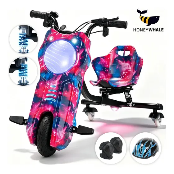 Triciclo Elétrico HONEYWHALE 007B Infantil Drift com Suspensão e Luzes LED