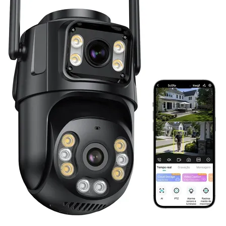 4K Câmera de segurança WiFi PTZ com rastreamento automático câmera de rede sem fio com duas lentes câmera CCTV iCsee