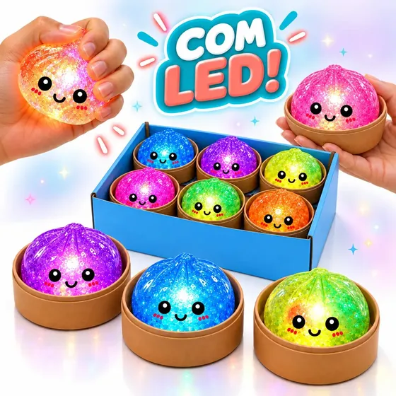 Squishy Brinquedo de Apertar Com Led Colorido Pisca Pisca Popsy