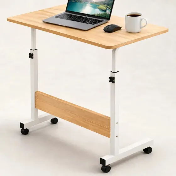 Mesa Suporte Notebook Ergonômica Ajustavel Café Apoio Cama Home Office com Rodinhas