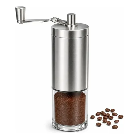 Moedor De Café Grãos Manual Compacto Em Inox Ajuste De Moagem Inox Fácil Limpeza Encaixe Marca Logda Aço Inox