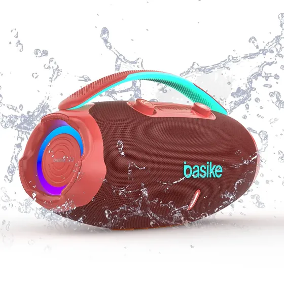 Caixa De Som Basike Ba-RAD207 Edição 80W Rádio FM Bluetooth 5.3 TWS RGB Bass Boost 9000mAh Rosa