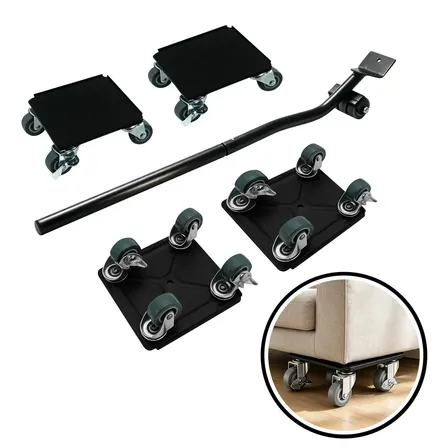 Kit Movimentador De Móveis Pesados Com Rodízios Giratórios Com Freio 1400kg, Suporte Para Mover Móveis, Kit De Transporte De Móveis Pesados, Rodízio Para Móveis Pesados Preto