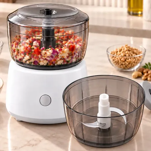 Mini Processador Triturador Elétrico Compacto Moedor Picador De Alimentos Alho Cebola Temperos Legumes Frutas Portátil Prático Com Lâminas Cozinha Popsy