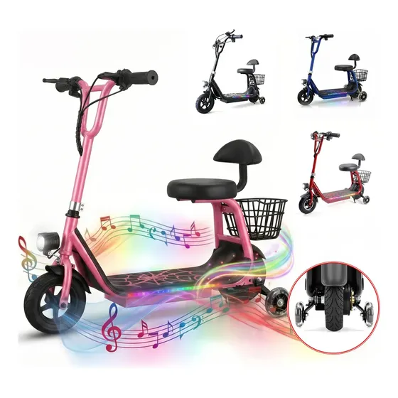 Rush Xxh Pro Patinete Elétrico Infantil 300w, Autonomia 15km, Alto-falante Bluetooth, Capacidade De Carga De 80kg, Bateria 18650, Faixas De Luz Coloridas Em Led, Estampa Aranha Unissex, Pedal Amplo,