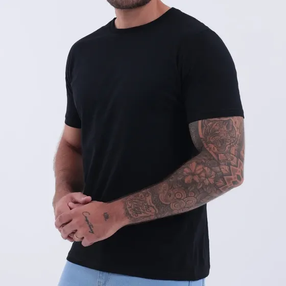 Camiseta Básica Masculina Algodão Slim Blusa Premium Lisa