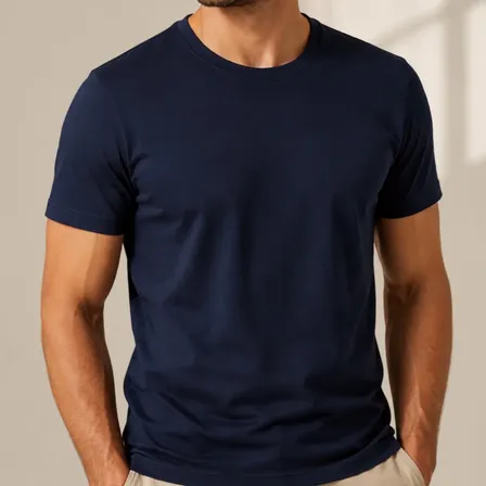 Camiseta Básica Masculina Algodão Slim Blusa Premium Lisa Azul G Liso