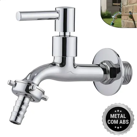 Torneira Curta Para Jardim/área Externa Metal 1/4v Soft Inox Cromada 1/4 De Volta