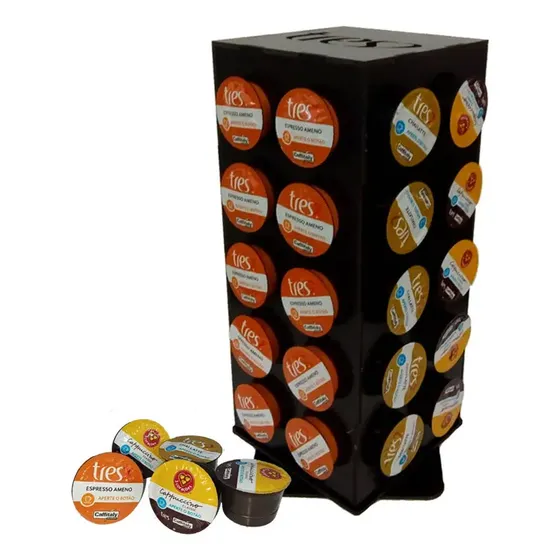 Suporte Porta Cápsulas De Café Três Corações Torre Giratória